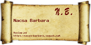 Nacsa Barbara névjegykártya